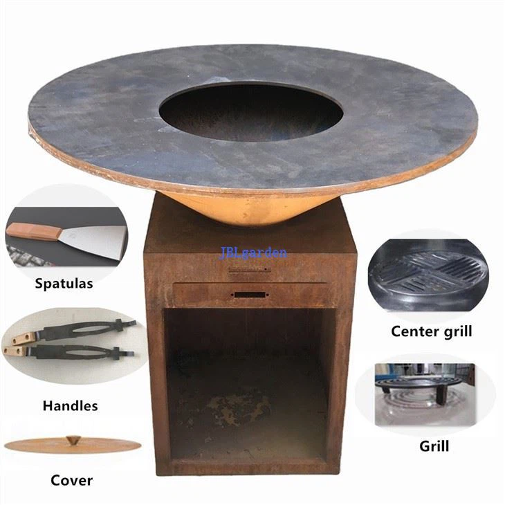 100cm Outdoor Corten Metal BBQ Grill