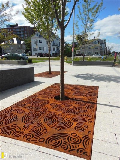 Okrúhla farba hrdzavej Corten Steel Roadway Tree Rore