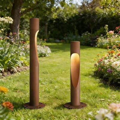 Telo záhradnej lampy z Corten Steel odolné voči poveternostným vplyvom